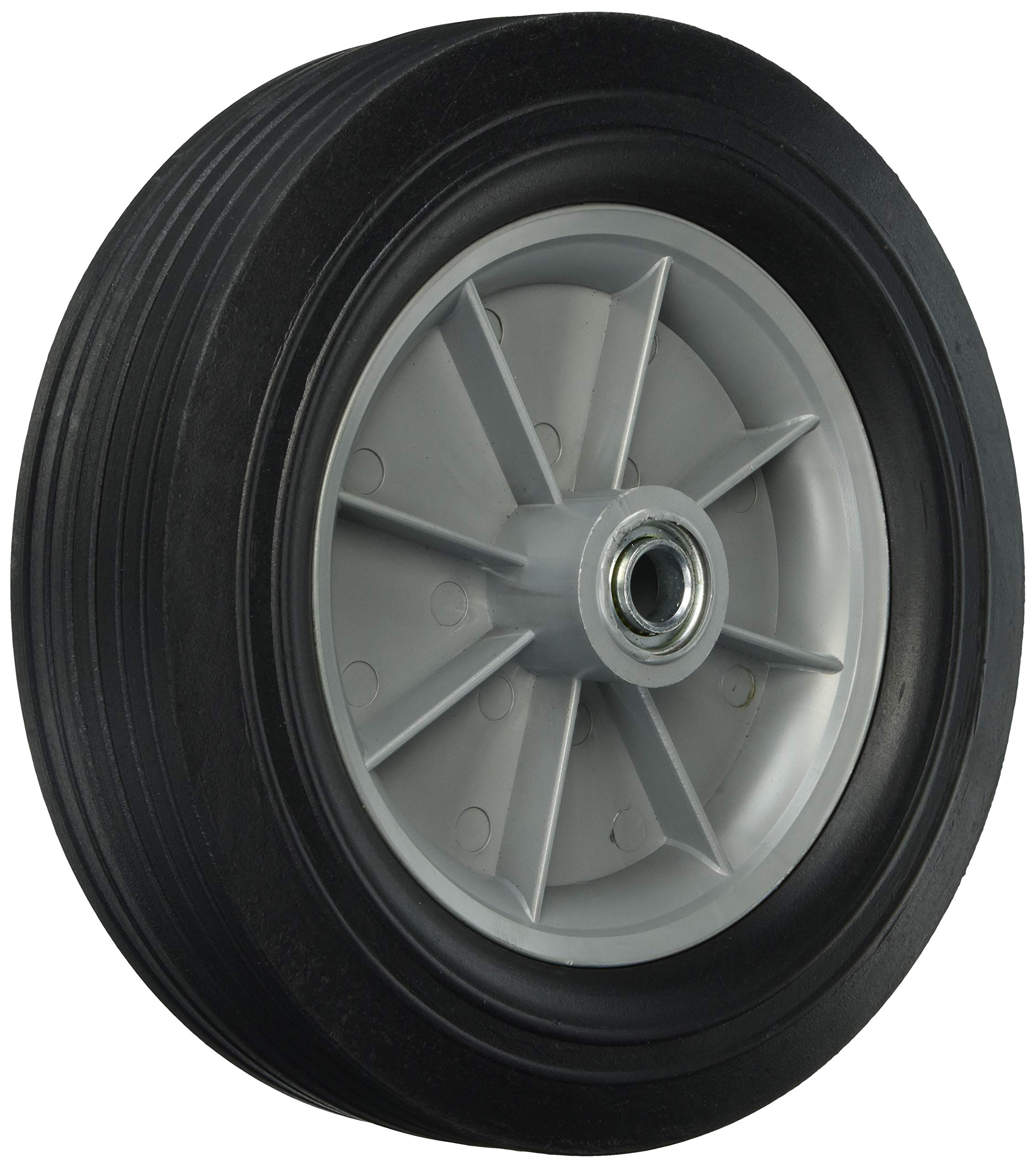 Shepherd Hardware 9653 12-Inch Hand Truck Replacement Wheel, Solid Rubber, 2-5/8-Inch Ribbed Tread, 3/4-Inch Bore Centered Axle