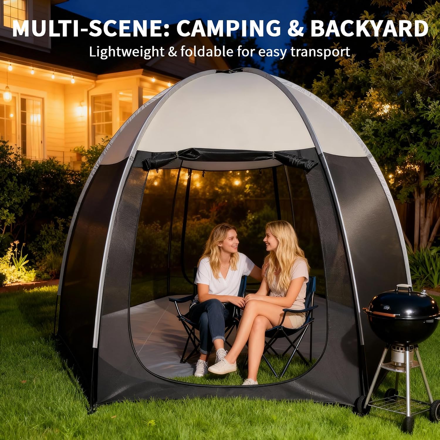 Screen House Tent Portable Canopy with Floor Mosquito Net Outdoor Room Perfect for Patio Backyard Gazebo Picnic Mesh.