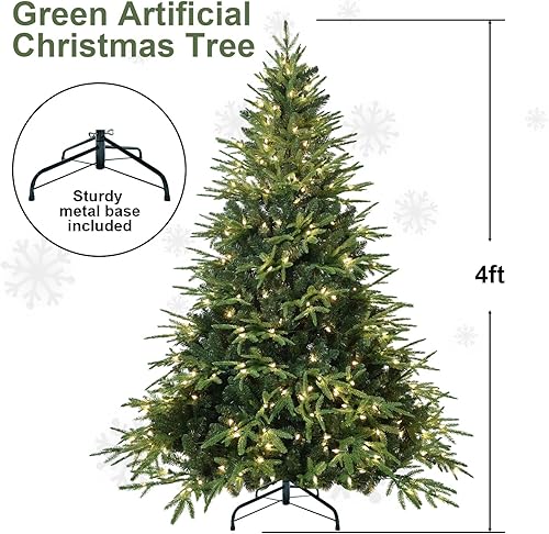 Miniatura 3 de Árbol de Navidad preiluminado de 4 pies, árbol de Navidad de alta calidad con 856 puntas de ramas mixtas de polietileno y PVC, árbol de Navidad de