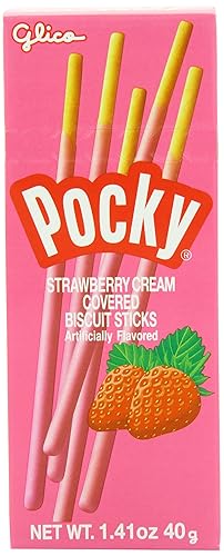 Pocky Cream Covered Biscuit Sticks, Strawberry, 1.41 Ounce (Pack of 20) - Strawberry - 1.41 Ounce (Pack of 20)