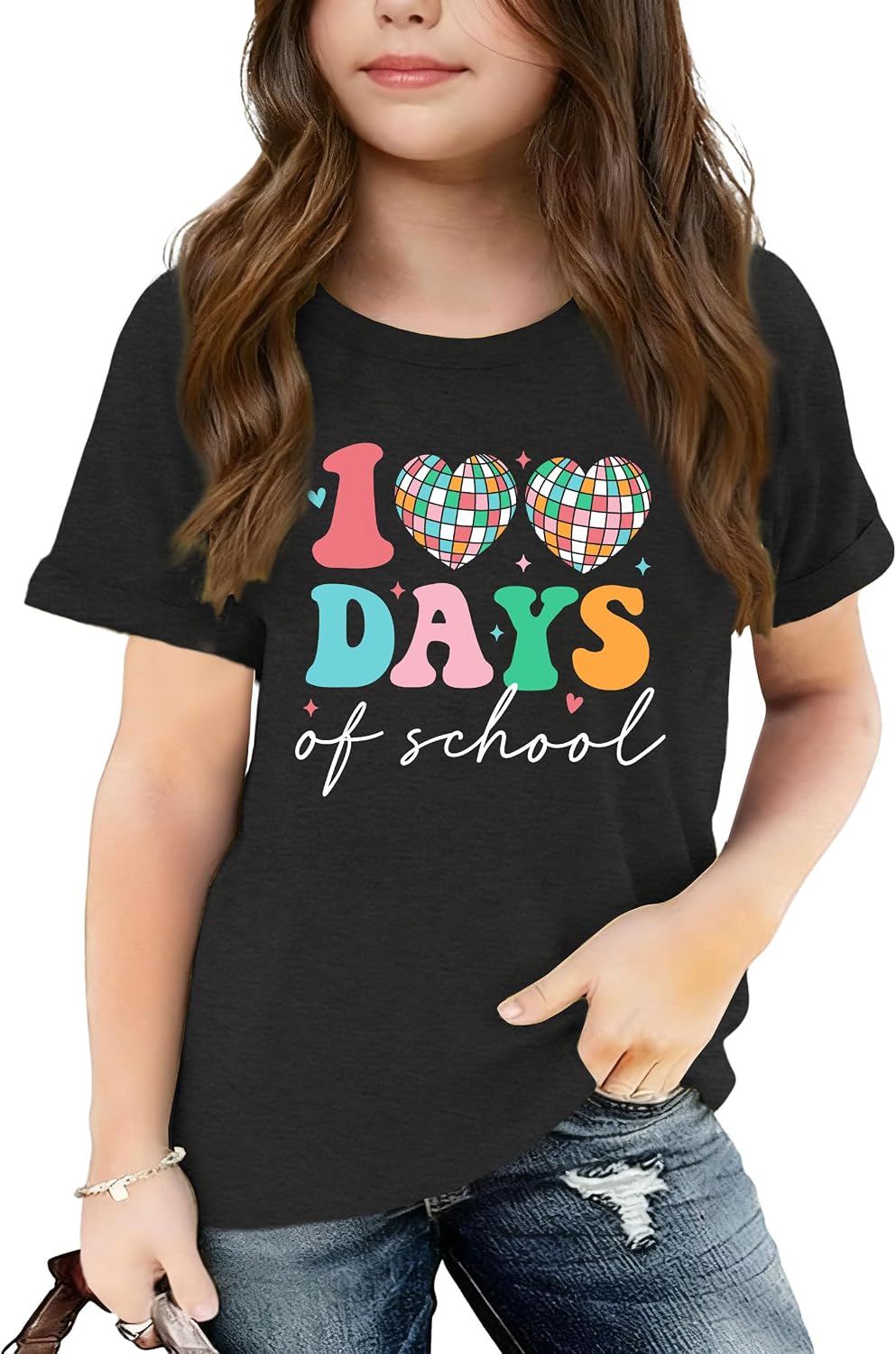 Ithalt 100 Days of School Shirt for Kids Boys Girls Happy 100th Day of School Tshirt Kindergarten Tops 4-11y