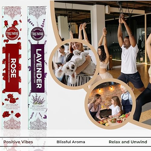 Miniatura 3 de Trumiri Varillas de incienso  Paquete combinado de 40 varillas de incienso  20 rosas + 20 lavanda  Insenses  Insents  Incienso  Incienso  Varillas