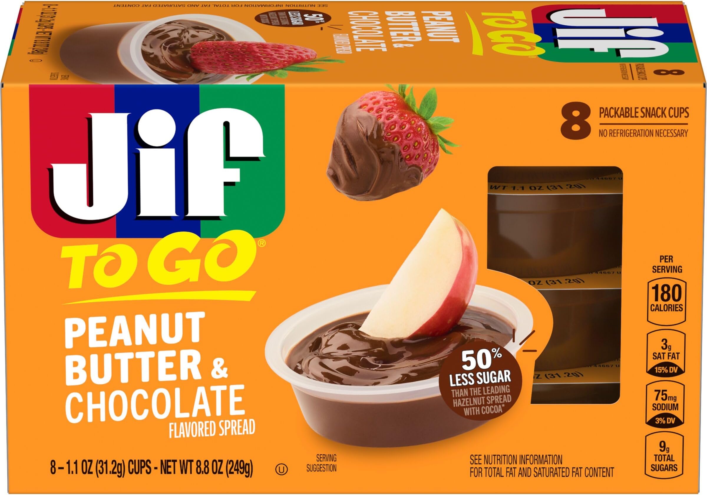 Jif Chocolate Peanut Butter To Go 32ml (Pack of 8)