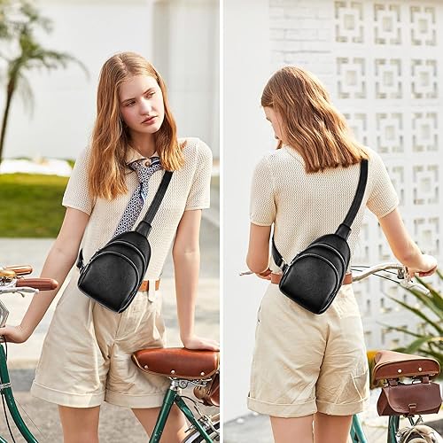 Miniatura 2 de Bolso bandolera para mujer Pequeña bolsa cruzada de moda, riñoneras de pecho de moda, cinturón de cuero, bolso cruzado, Marrón, Bolsos cruzados