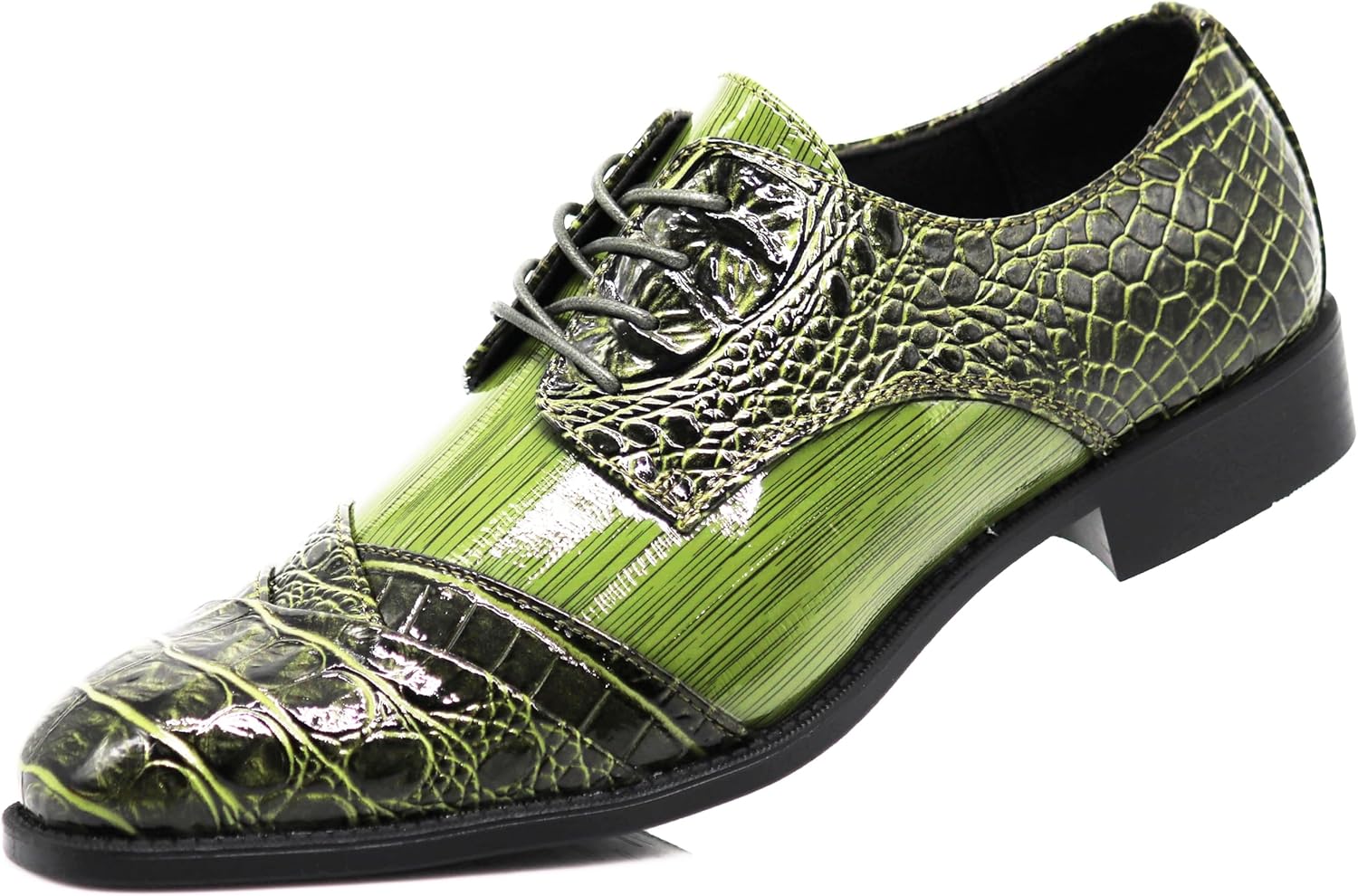 STW Men's Alligator Crocodile Print Oxfords Fashion Lace Up Dress Shoes