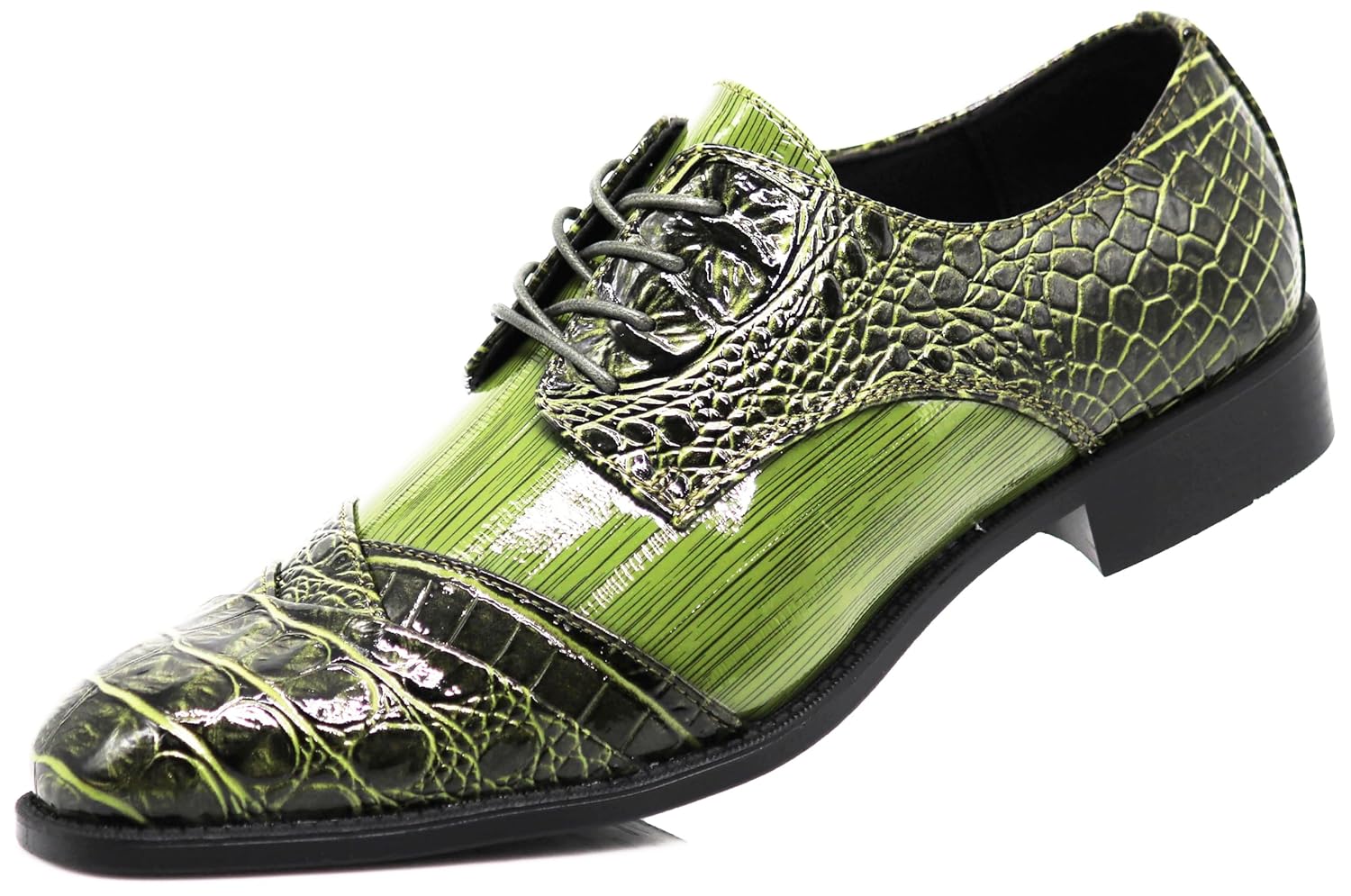 STW Mens Alligator Crocodile Print Oxfords Fashion Lace Up Dress Shoes