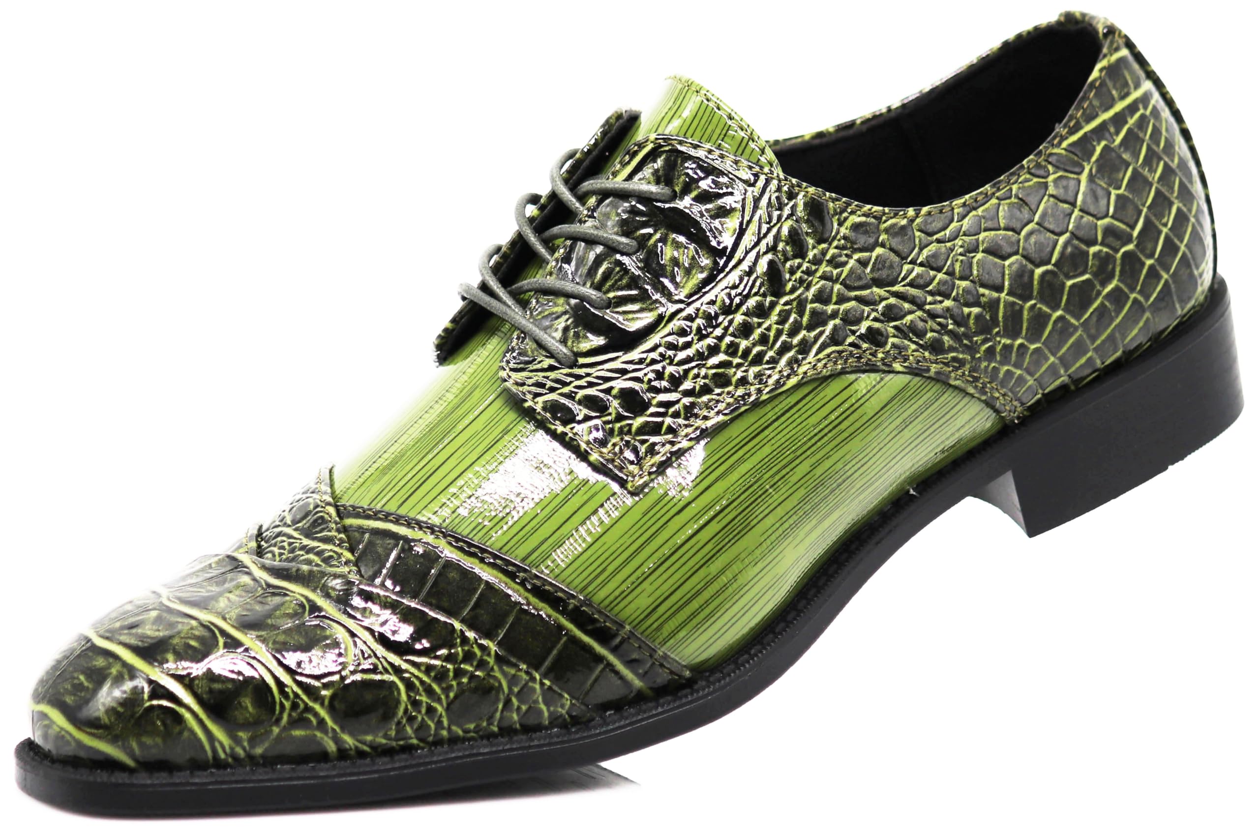 STW Mens Alligator Crocodile Print Oxfords Fashion Lace Up Dress Shoes