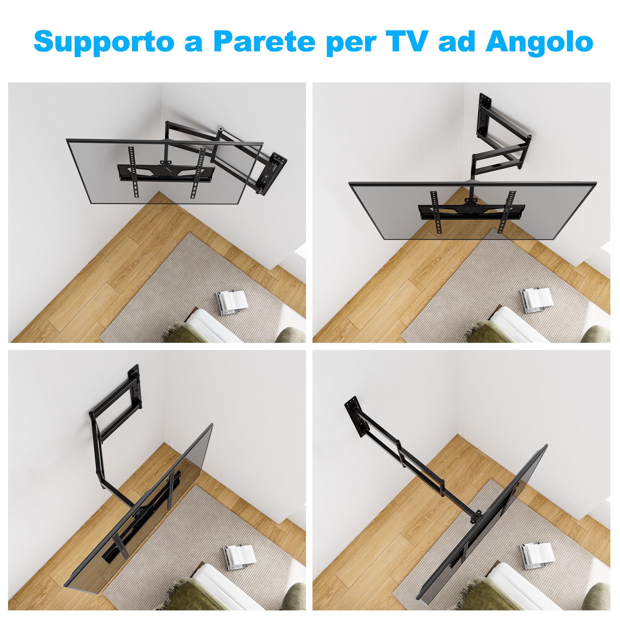 Supporto TV Parete con Braccio Extra Lungo 845mm per Schermi LCD/LED/OLED da 26-65 Pollici, Staffa TV Girevole Inclinabile ed Estendibile, Braccio TVs ad Angolo fino a 35kg, Max VESA 400x400mm