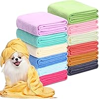 Moukeren 12-Pack Microfiber Dog Bath Towels 20x39" Absorbent Soft Grooming Towels for Small Medium Dogs Cats, 12 Colors Bulk