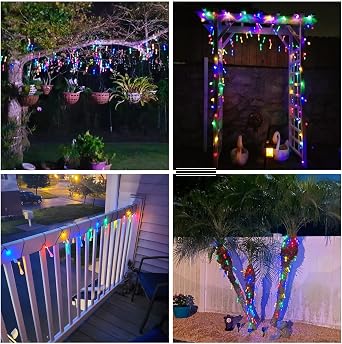 Solar String Lights Outdoor Waterproof, LED Teardrop Water Drop Solar Light, Multi Colored Christmas Lights for Garden Party Decorations(12m100leds)