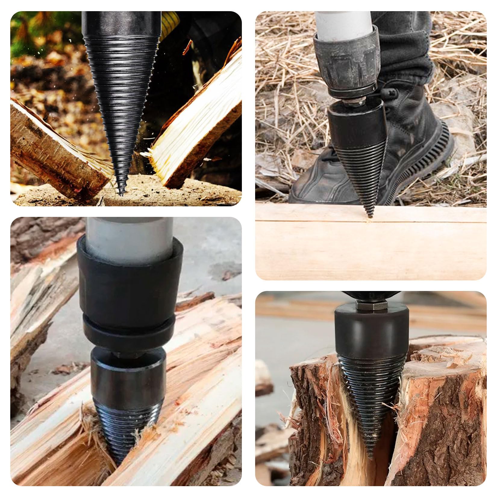 Foret Fendeur De Bois 42 mm 32 mm - Kit De Vis Conique Avec 4 Poignées De Perçage