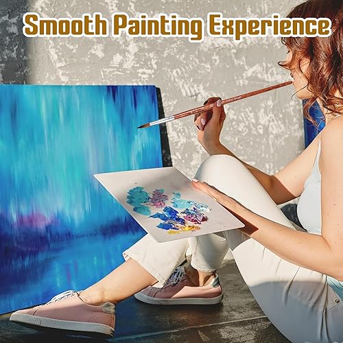 Miniatura 5 de Giantree Juego básico de 12 pinceles redondos, pinceles de pintura de nailon profesionales, pincel de artista de mango largo para acuarela, tinta