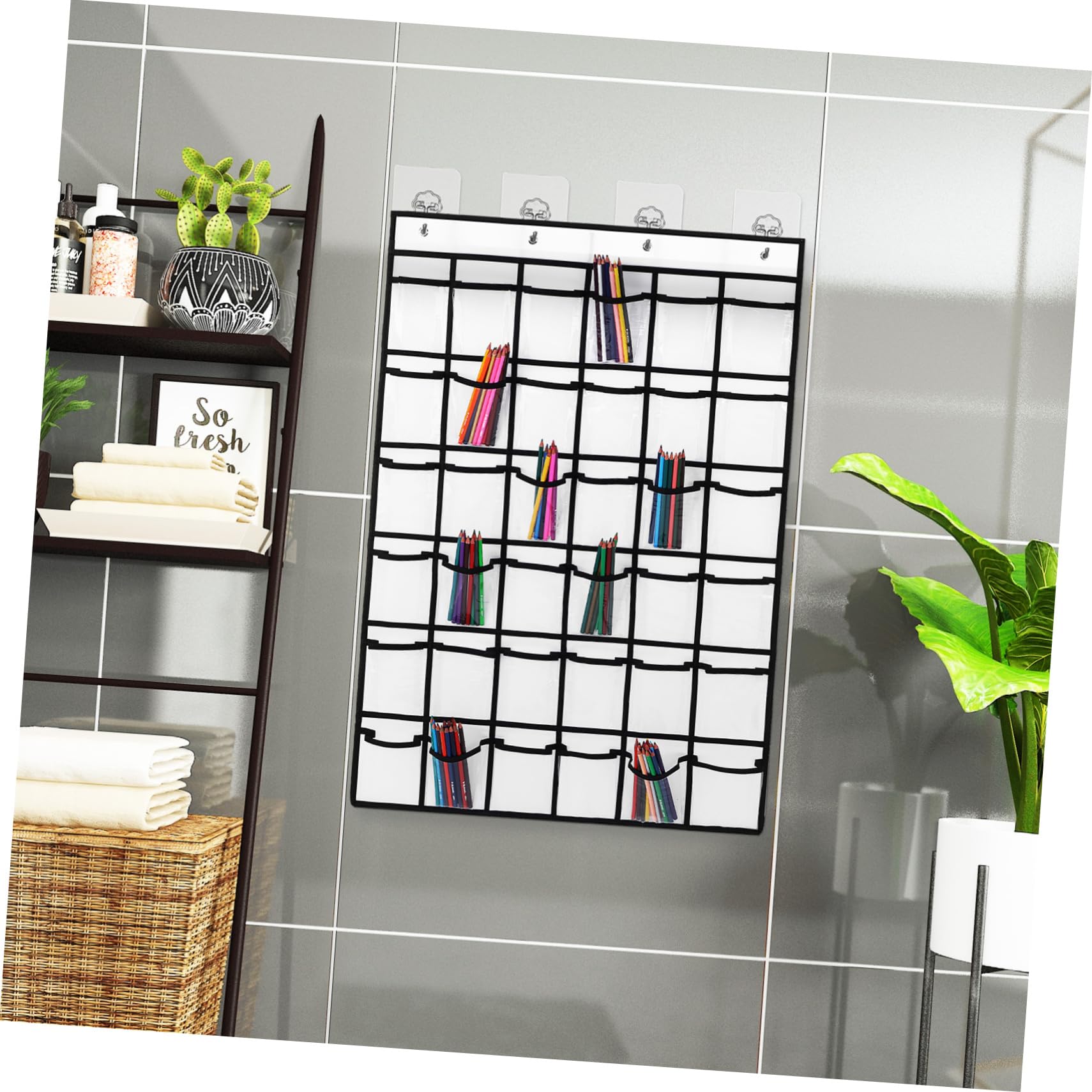 Organizador Colgante de Bolsillos para Puerta Blanco PVC Transparente