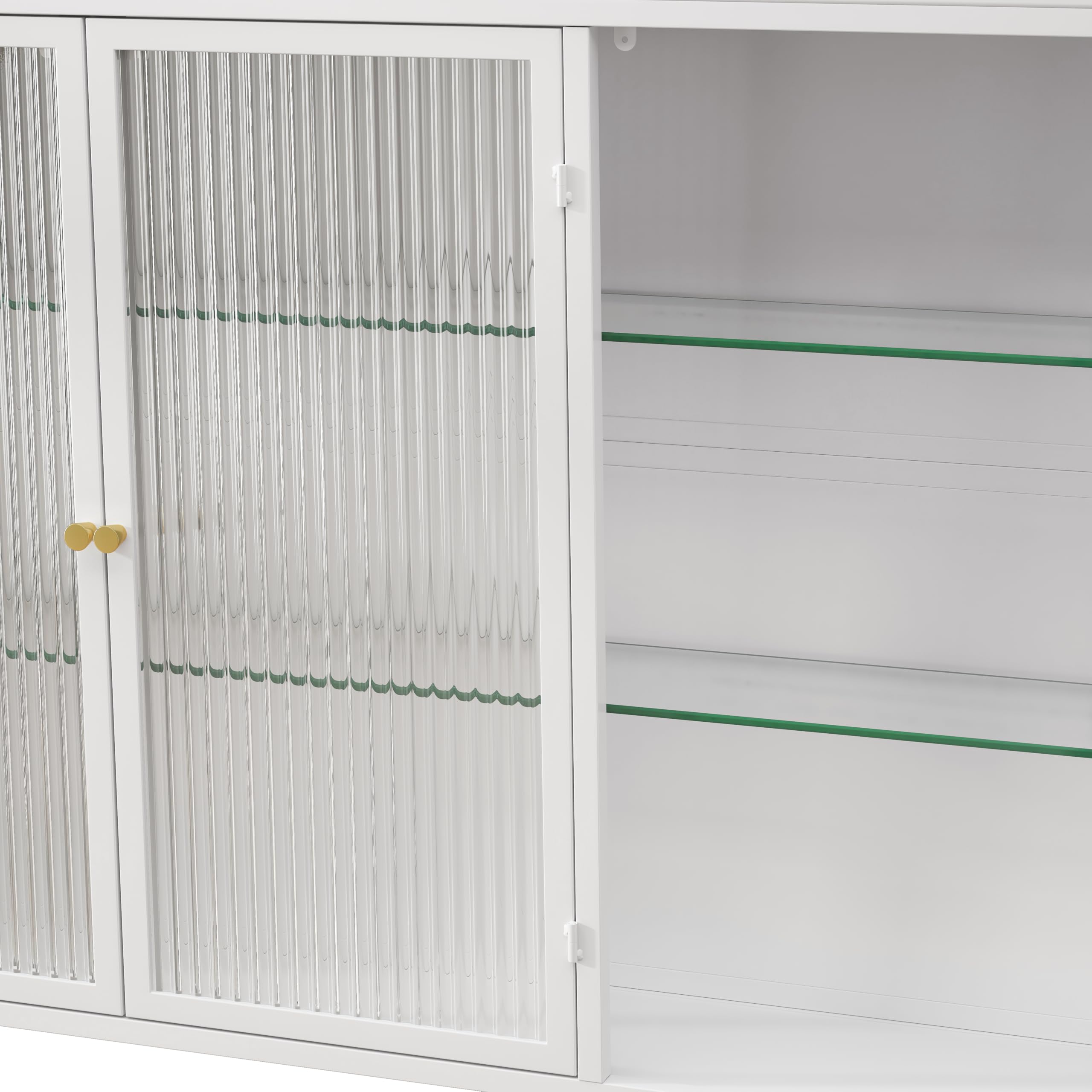 Cabinet in vetro a 3 porte, con montaggio a parete, per la casa e il bagno (bianco)