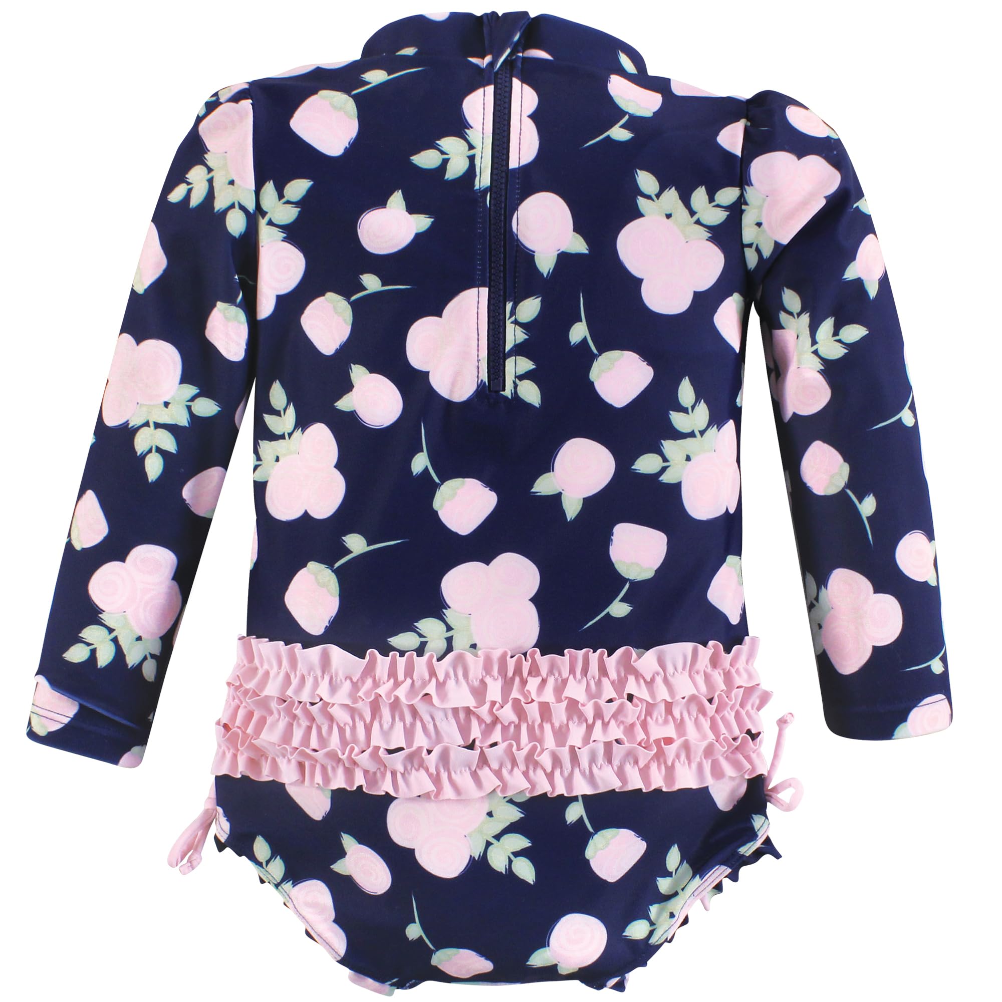 Hudson Baby Baby Girl's Rashguard Toddler Swimsuit, Navy Floral, 6-7 Years