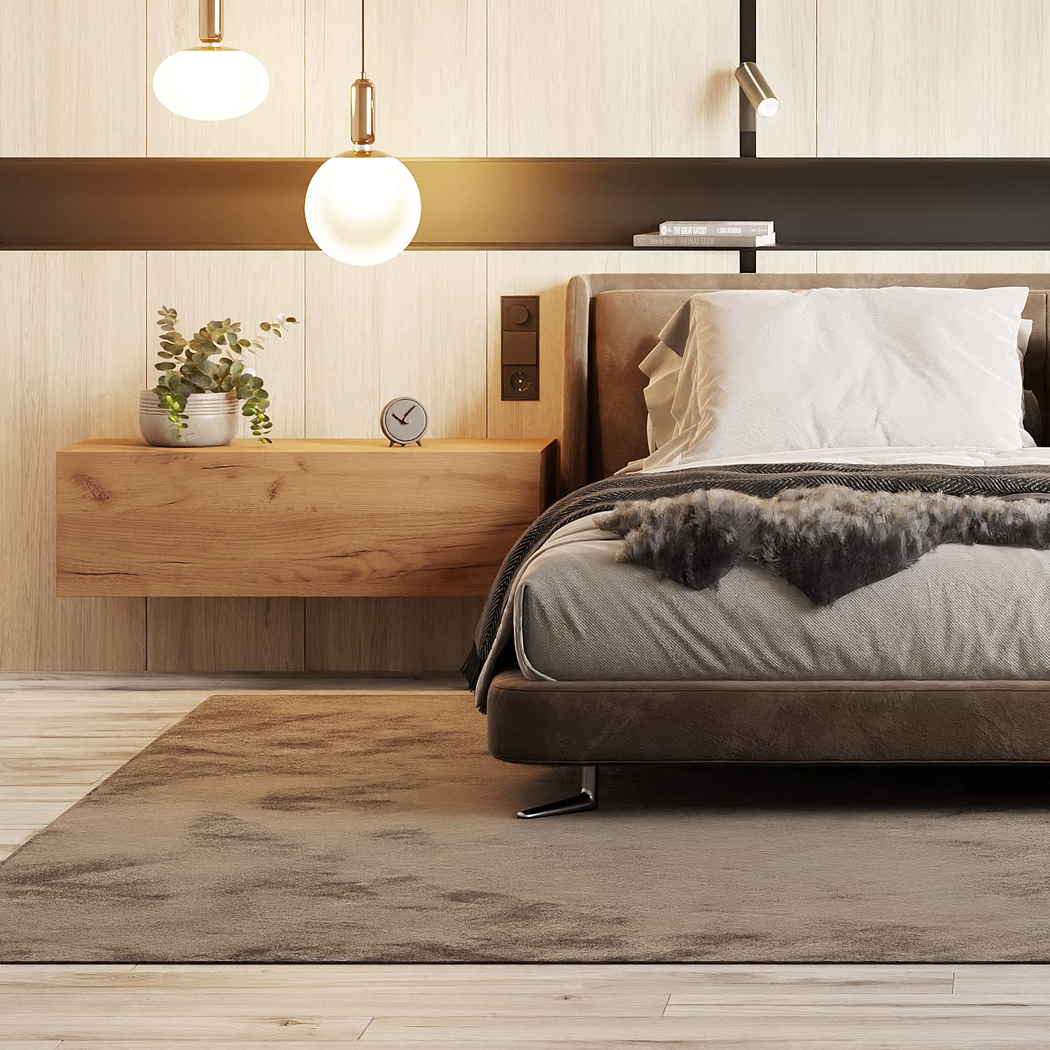 Planetmöbel Schlafzimmer Nachttisch Schrank 100 cm Gold Eiche