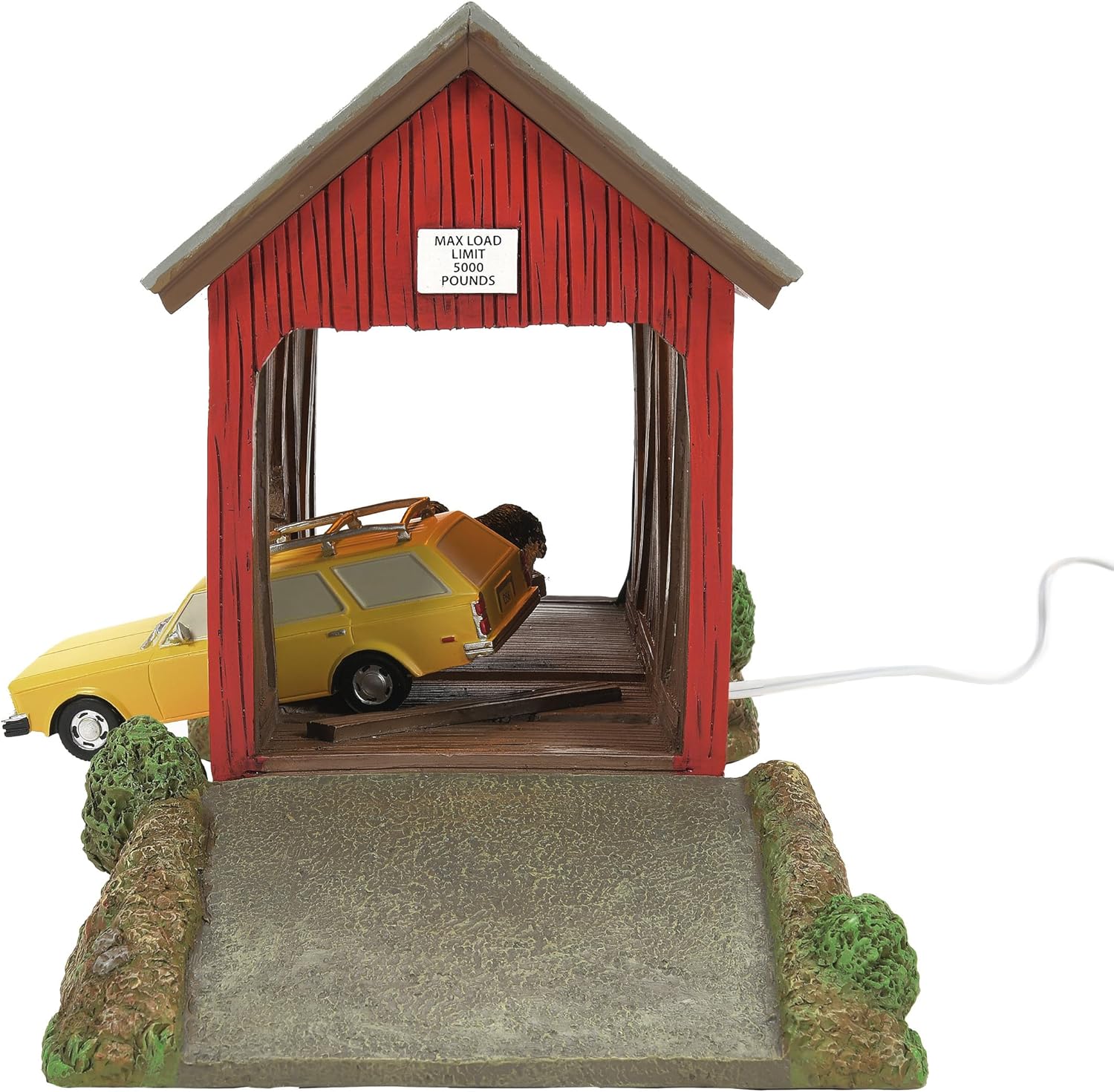 Department 56 Beetlejuice Village Accessories The Winter River Bridge Car Crash Lit Building, 6.02 Inch, Multicolor