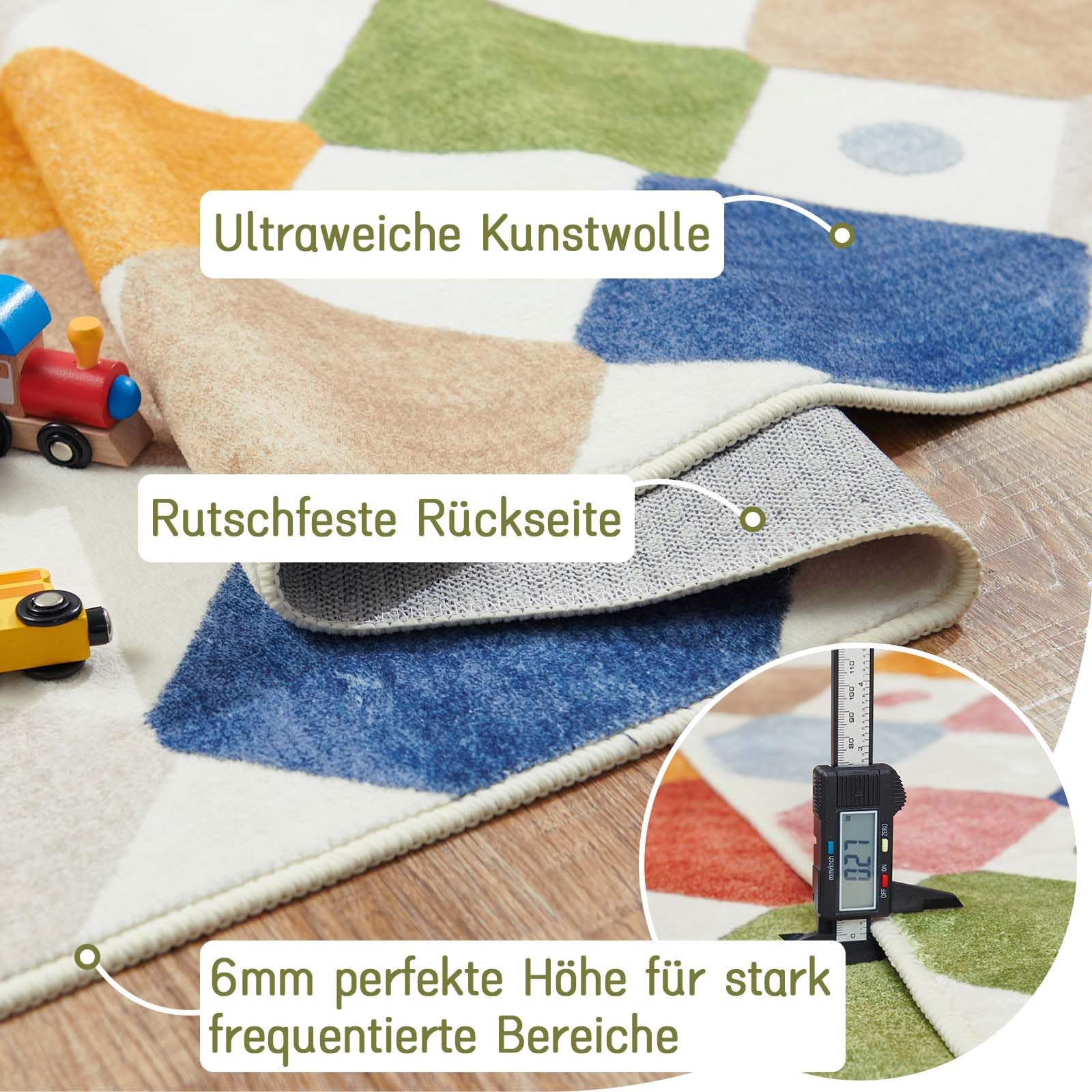 TOPICK Tappeto per soggiorno, lavabile, a pelo corto, morbido, moderno, a rombi, 150 x 210 cm, geometrico, antibatterico, pieghevole, antiscivolo, camera da letto, soggiorno, corridoio, bagno