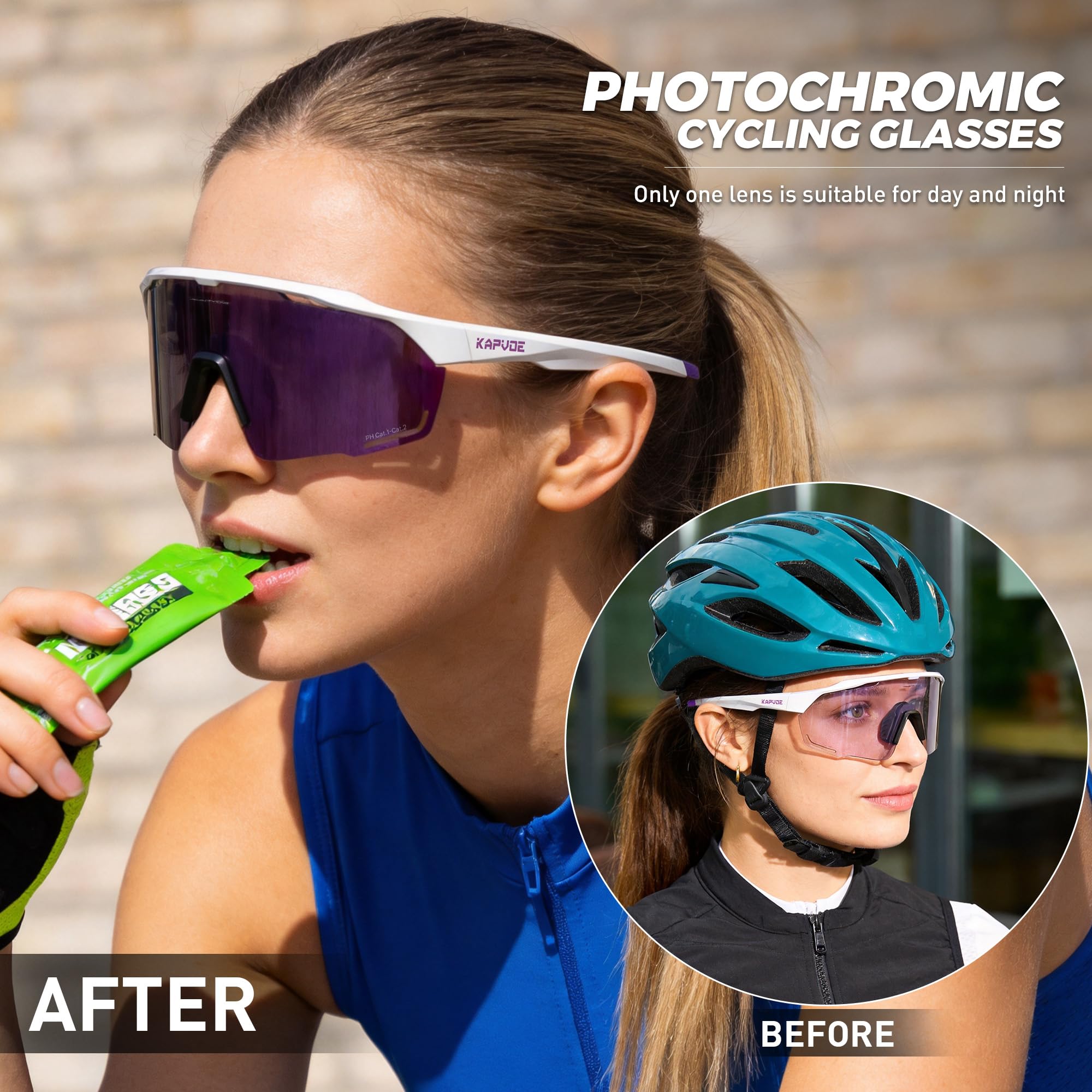 KAPVOE Gafas de Ciclismo Polarizadas Fotocromáticas Mujer Hombre MTB BTT Bicicleta Para Transparentes Deportivas K93