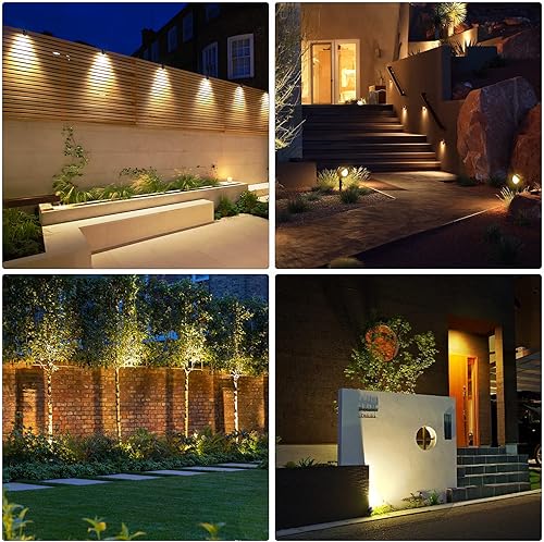 Miniatura 8 de MEIKEE Luces LED de paisaje de 9 W, iluminación de paisaje de 110 V con 3 enchufes estadounidenses, luces de jardín impermeables IP66 para patio,