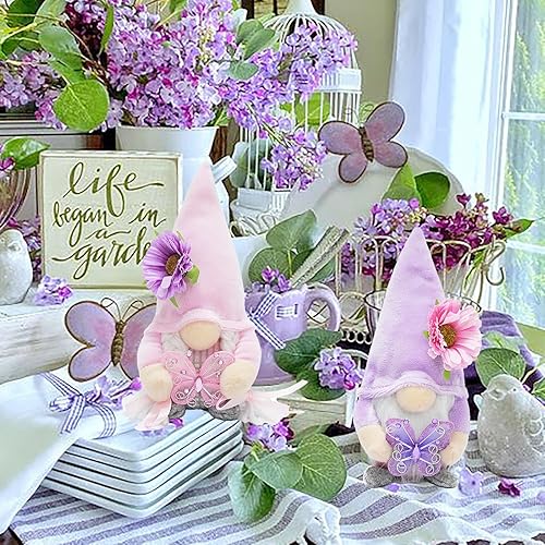 Miniatura 3 de Juego de 2 gnomos de mariposa de verano, decoración de primavera, flores rústicas, hechas a mano, escandinavo Tomte, regalo para el hogar, cocina,