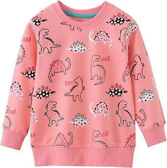 AMIYAN Toddler Boys Sweatshirts Cotton Long Sleeve Pullover Girls Crewneck Tops Cartoon Sport Shirts for Kids 2-6Y