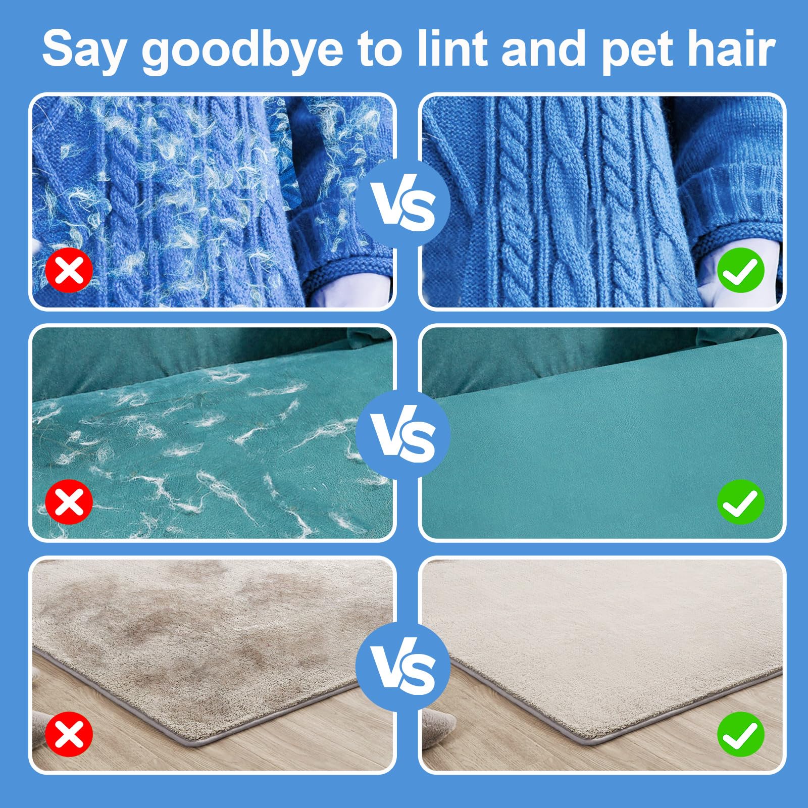 Pet Hair Removal Glove for Cats & Dogs, Upgraded Five-Finger Electrostatic Pet Hair Glove, Reusable Magic Brush Pet Hair Remover Tool for Laundry, Couch, Carpet, Car Seat - image 4