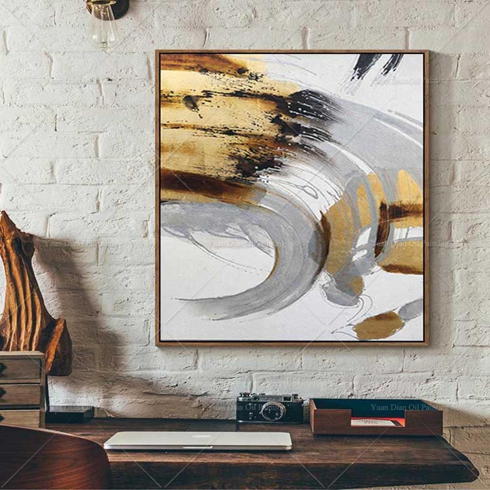 Amazon.co.jp: 絵画の手のアートワークの壁の装飾中華風抽象絵画手描き