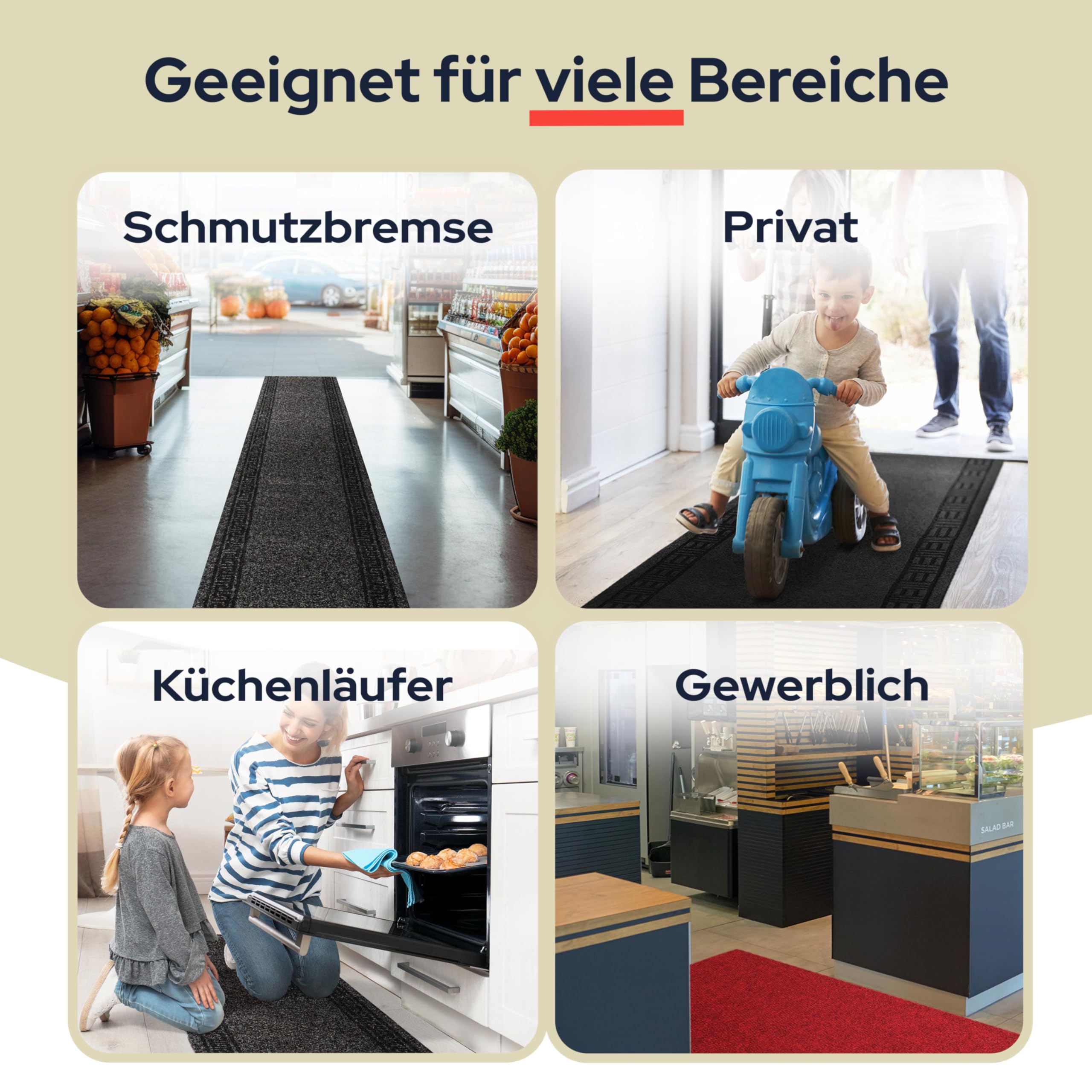 Primaflor Schmutzfangläufer Olympia | 100x300 cm | Anthrazit | Rollenware