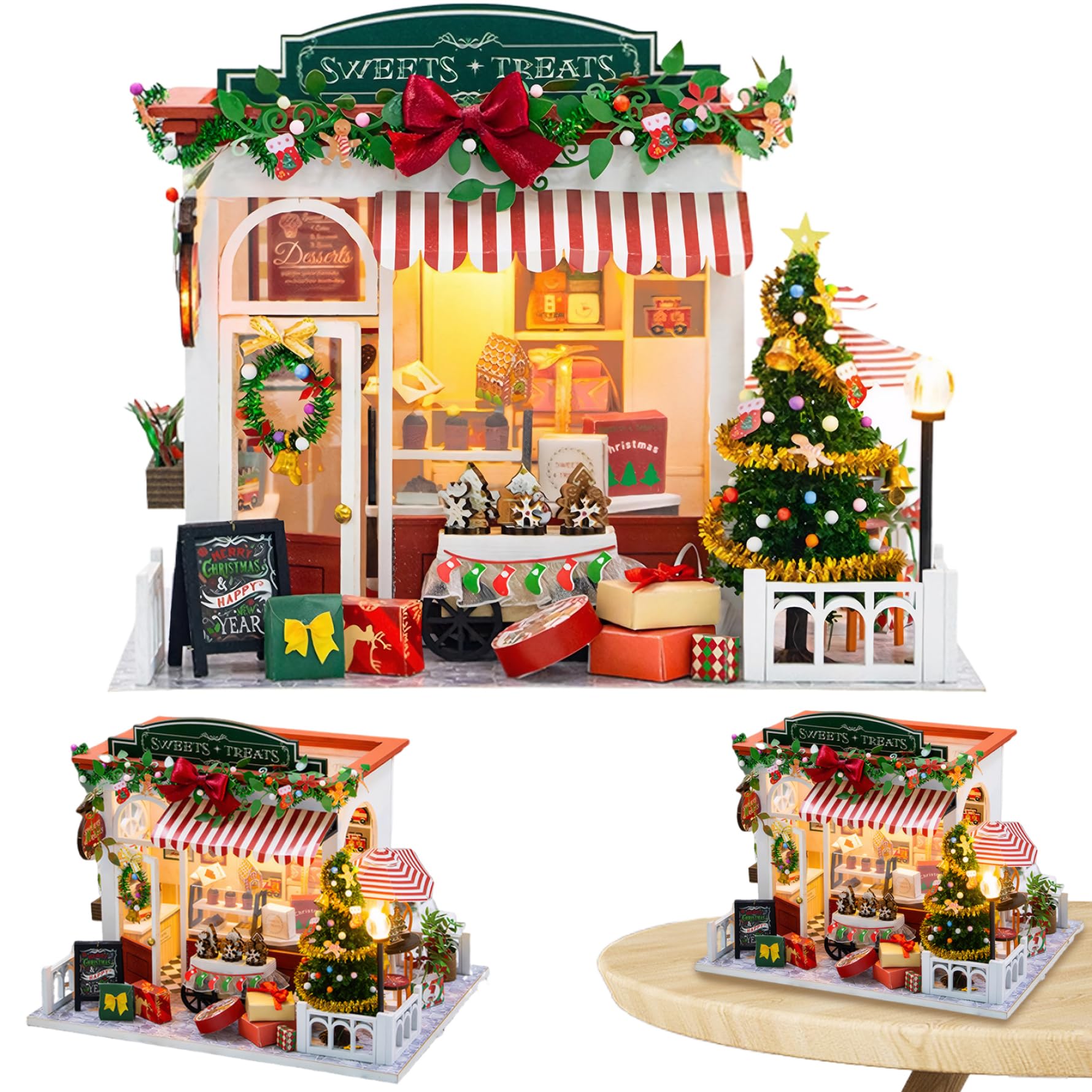 Set fai da te in miniatura natalizia in legno illuminato