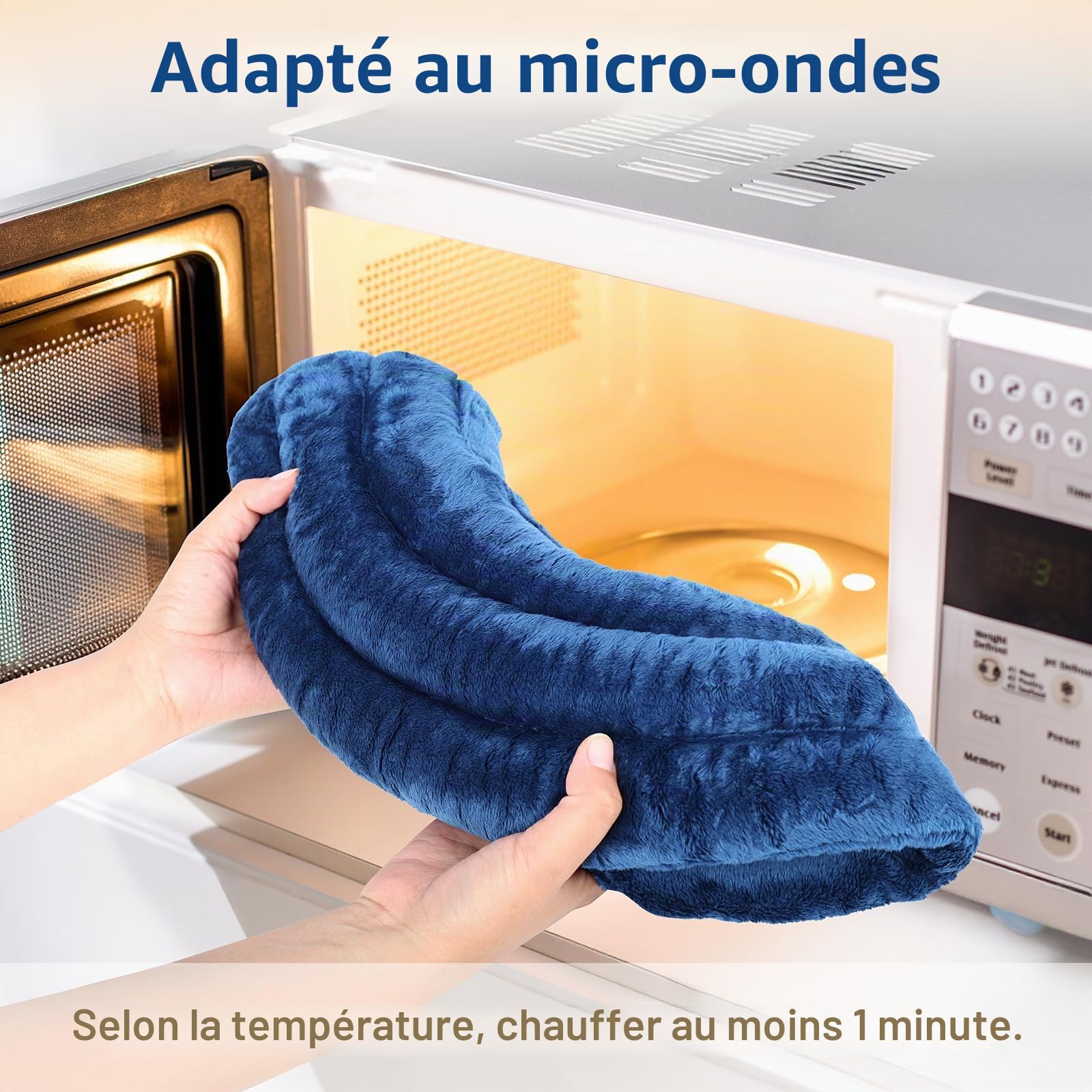 Comfytemp Bouillotte Cervicale à Poids Lesté, Coussin Aux Grains (1,1 kg), Chauffable au Micro-ondes, Coussin Chauffant Micro Onde, Surface Ultra-douce, Chaleur Humide Naturelle aux Graines de Lin