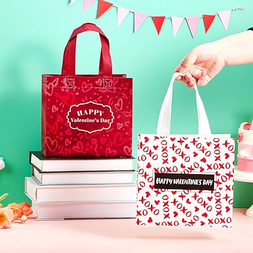 Miniatura 5 de JOYIN 12 bolsas de regalo no tejidas para el día de San Valentín con 6 diseños para niños, regalos de fiesta, premios de intercambio de aula, bolsas