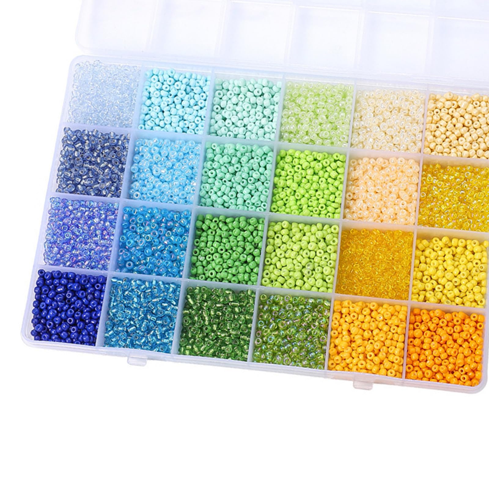 Buxuaaaa 24 Section Craft Beads Organizers Including Sturdy Glass Beads for Jewelry Making and Craft Storage Organizers