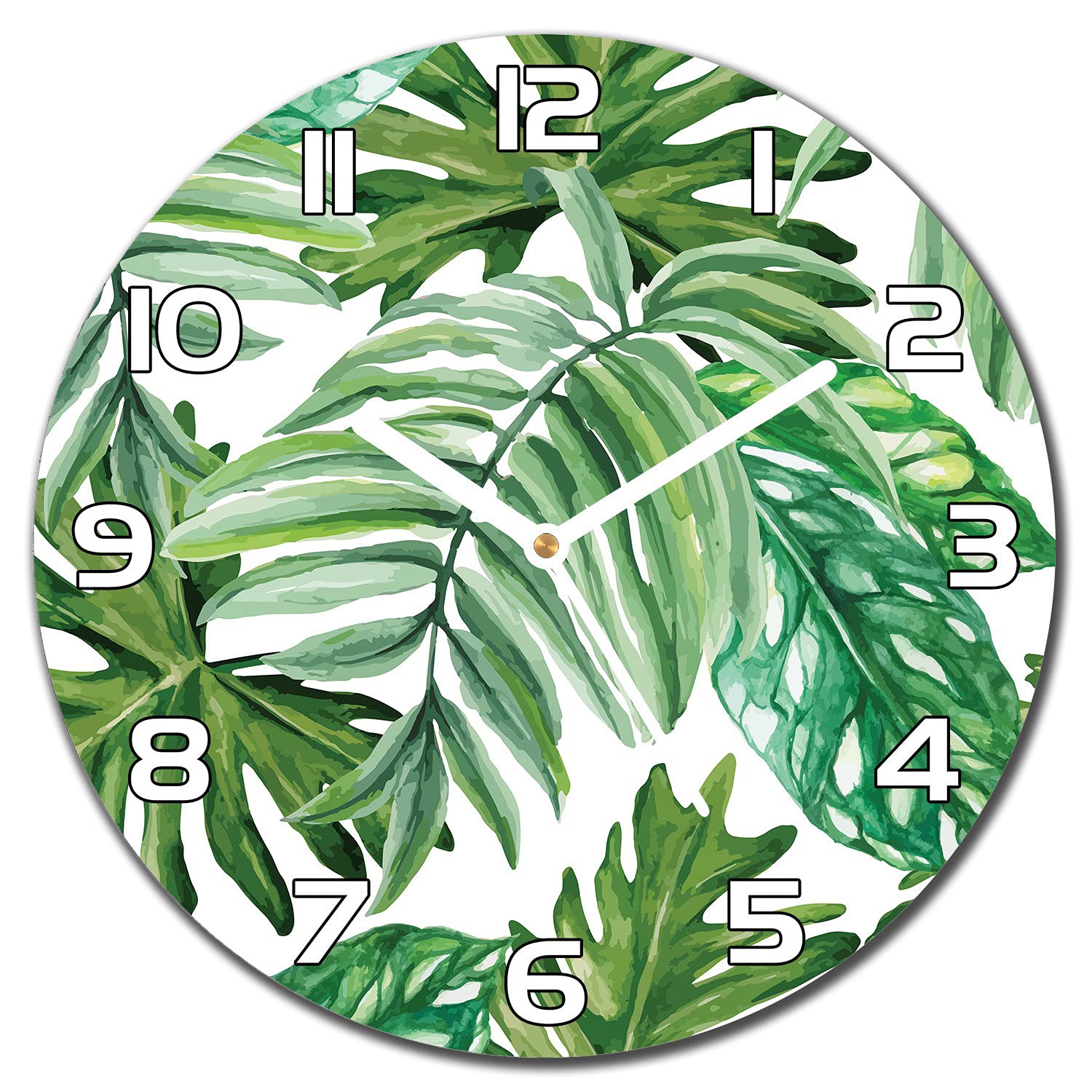 Horloge en verre sécurité 30 cm jungle tropicale durable et aiguilles blanches