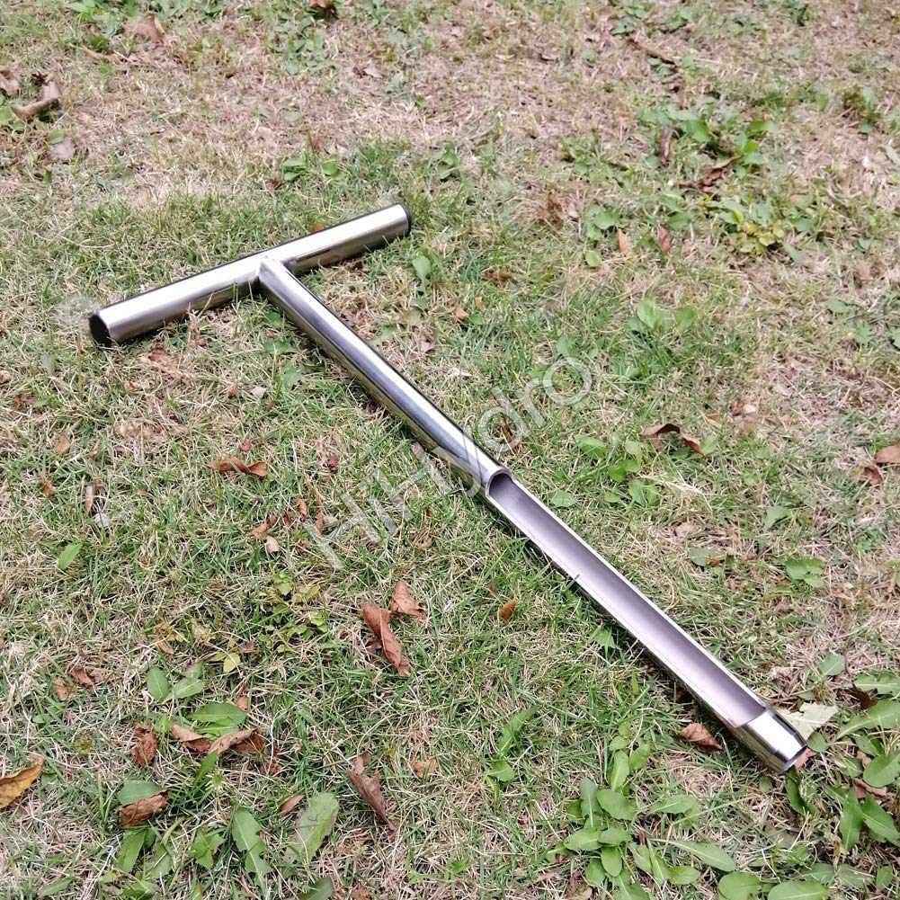 Bodenproben-Sonde aus Edelstahl, röhrenförmig, T-förmiger Griff Earth Turf Lawn Maintenance Tool für Golfplätze, Golfzubehör, Garten, Bauernhof, Rasen, drinnen und draußen