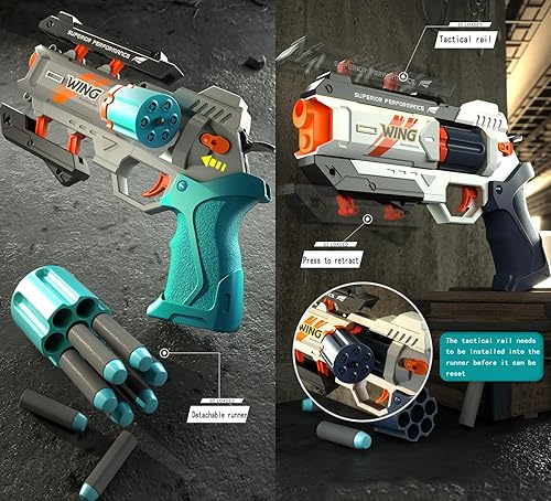 Miniatura 2 de Revólver de juguete de bala suave, pistola de espuma segura con dardos, diversión con pistola Nerf y juguete de pistola para educación de niños