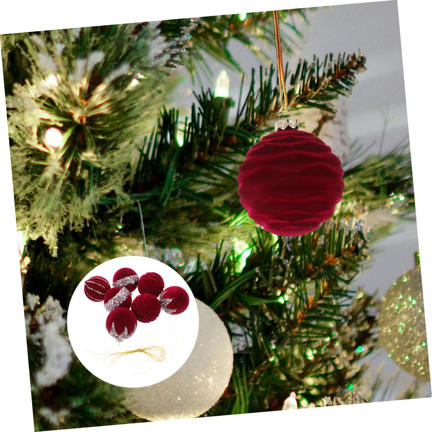 16 Piezas Bolas de Navidad Bolas Inastillables con Acabado Aterciopelado Rojo para Decoración Colgante Árbol Festivo Hogar