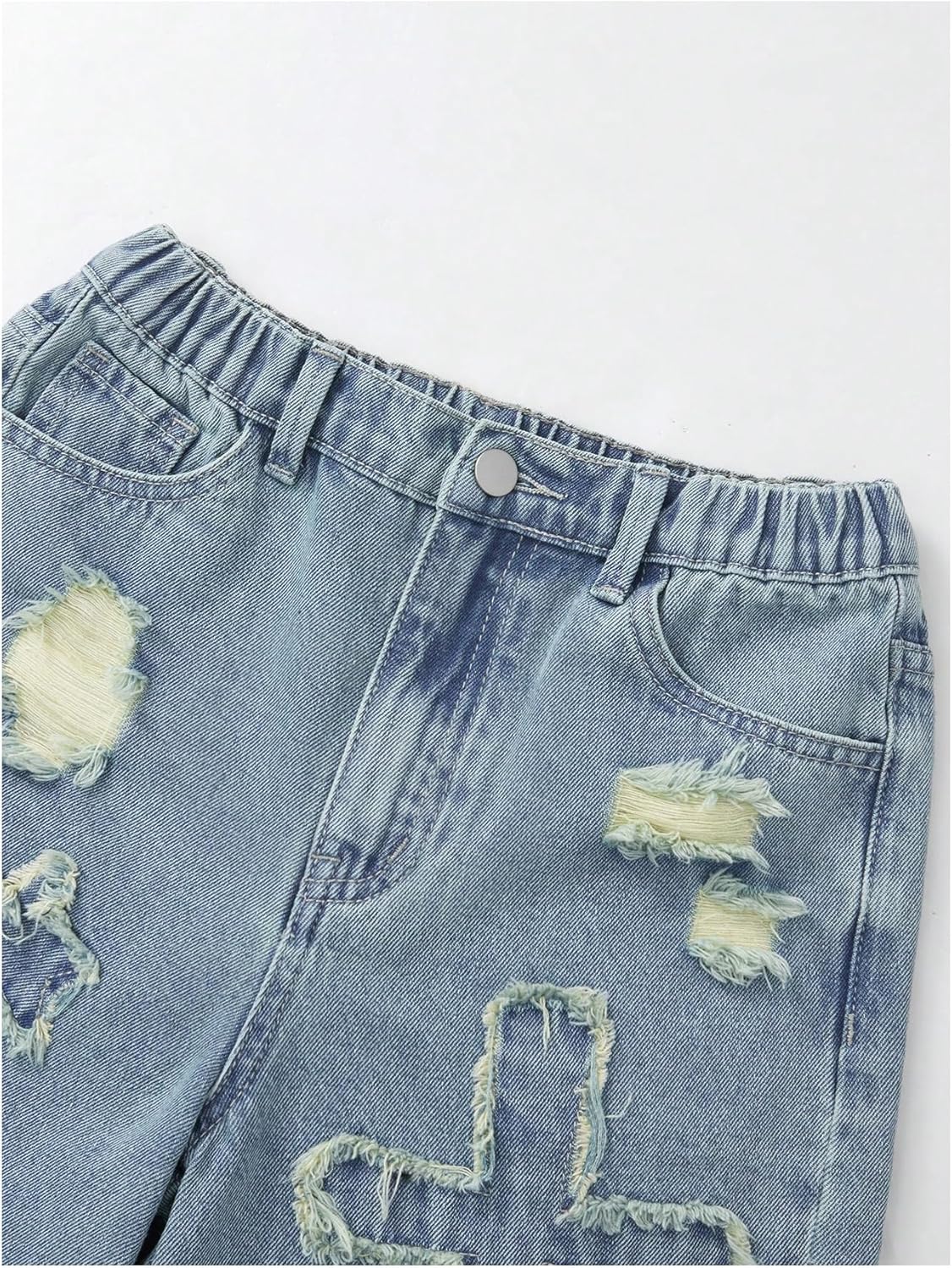 Verdusa Boy's Y2K Star Cross Graphic Denim Shorts Ripped Straight Leg Bermuda Jean Shorts - Image 4