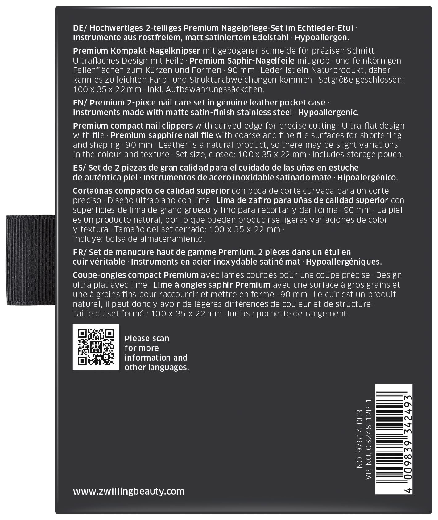 ZWILLING Maniküre Nagel Set 2-teilig, Pediküre Pflege für Hände und Füße, Rindleder, Premium, Rot