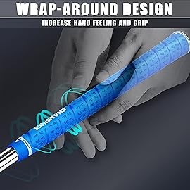 CHAMPKEY WRAP-Y Rubber Golf Grips 13 Pack Come with All Repair Kits - High Feedback and Traction Golf Club Grips(Standard, Blue)