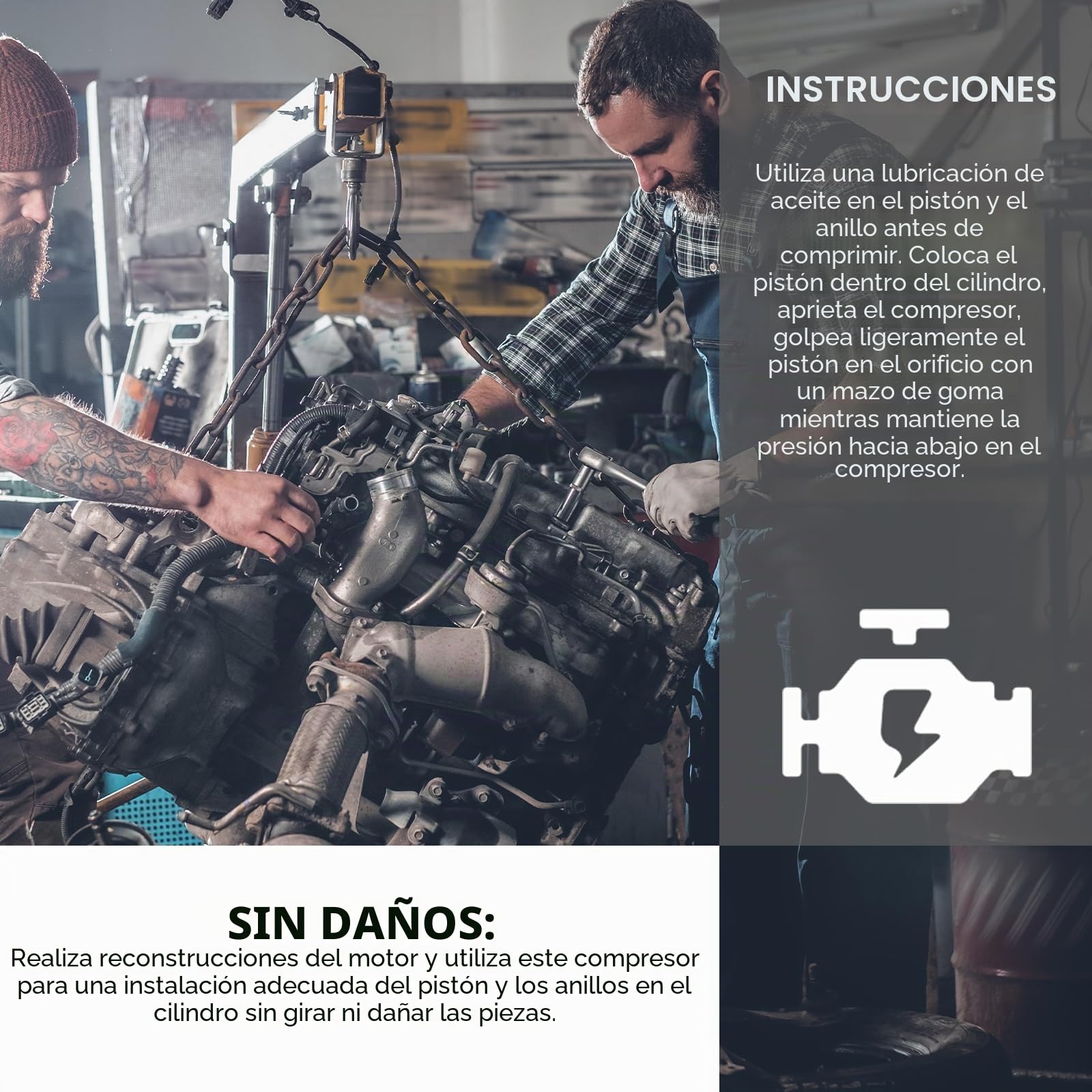 CCLIFE Compresor aros pistón útil para ceñir y segmentar aros de pistones