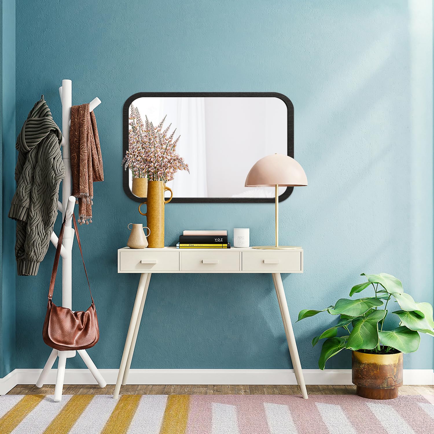 Espejo De Baño De 20 X 28 Pulgadas Con Luces, Espejo Rectangular LED Doble Para Montar En La Pared Con Regulable 3 Colores Antivaho