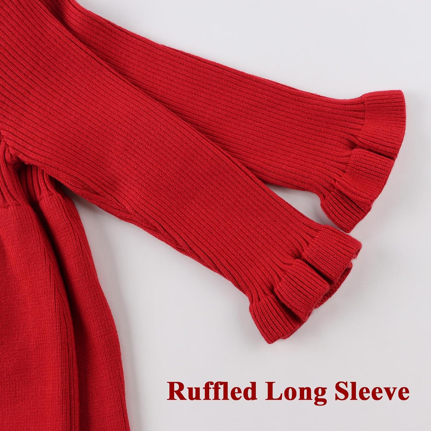 Baby Girls Sweater Dress Toddler Long Sleeve Knit Dresses Little Girl Ribbed Knit Ruffle Clothes Fall Winter - Image 2