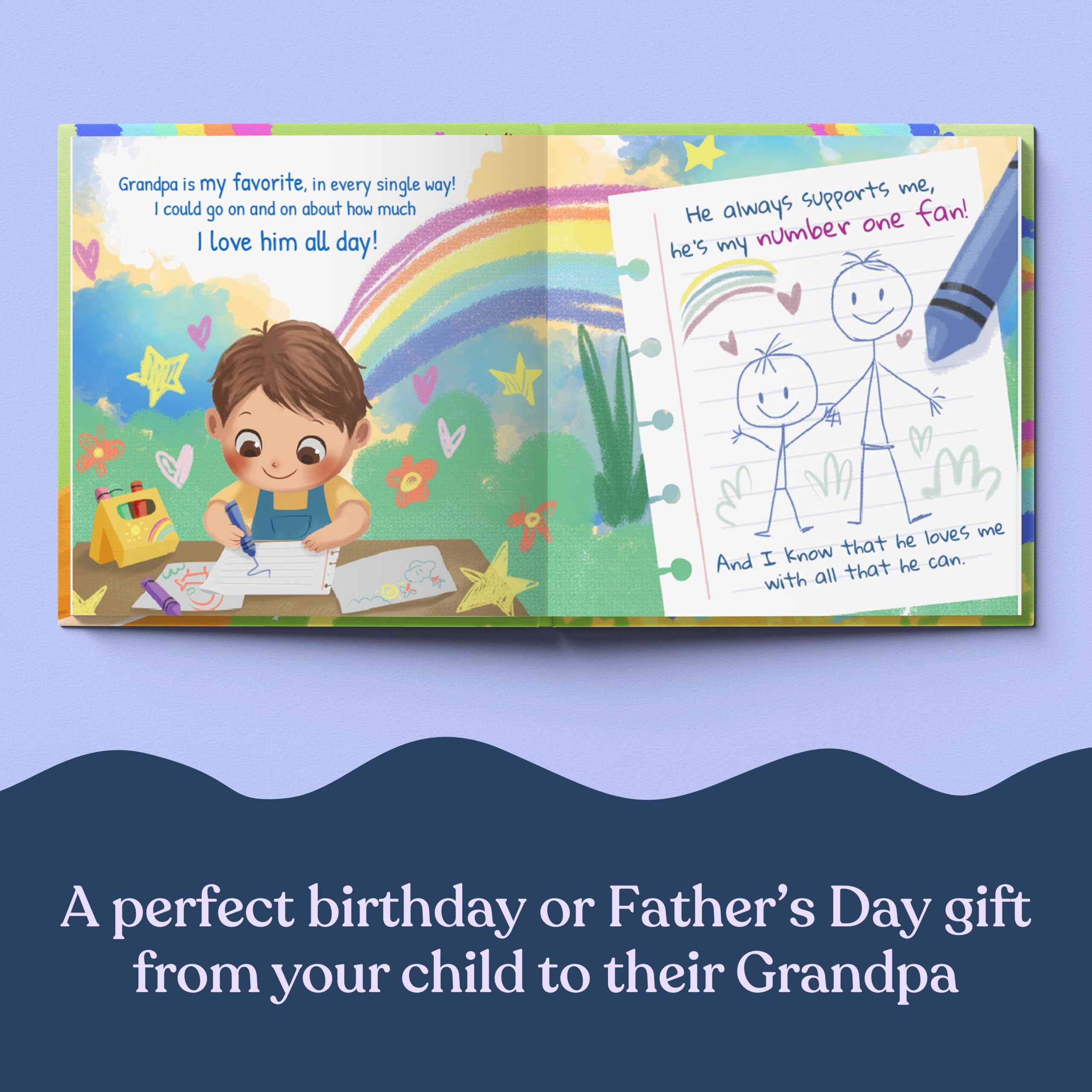 I Love Grandpa - Gift for Grandpa from Child - Personalized Children's Book Customized Grandparent Gift