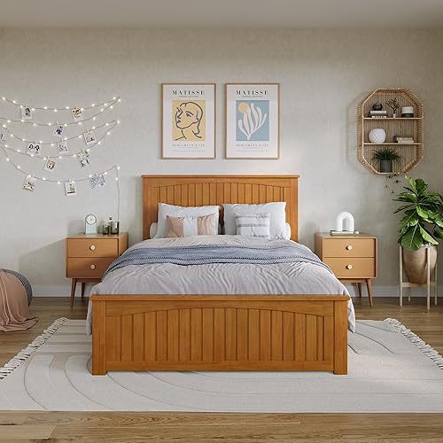 Miniatura 3 de AFI Nantucket - Cama de plataforma de madera de perfil bajo con estribo a juego tamaño Queen color gris