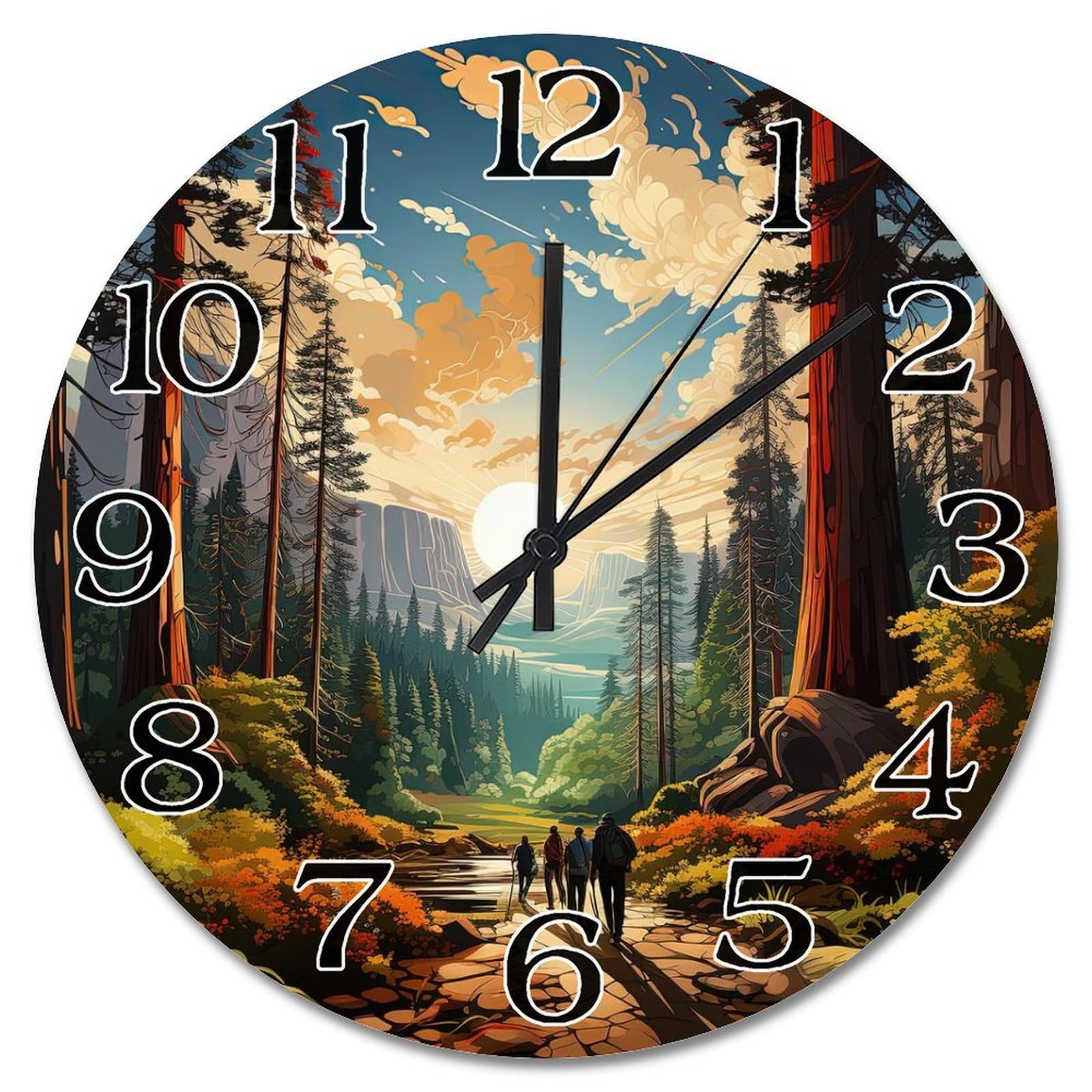 Grande horloge murale séquoia 38cm moderne pile pour salon