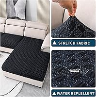 Vista 2 de LUFEIJIASHI Fundas para sofá seccional, fundas de cojín en forma de L para sofá seccional, fundas elásticas para sofá seccional, protector de Negro