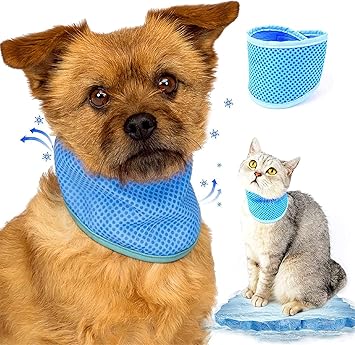 Amazon 犬用 クール バンダナ 夏 小型犬 中型犬 ッククーラー ペット用 冷却 首輪 熱中症 暑さ対策 冷感スカーフ 軽量 調節可能 ひんやり 首 冷やす グッズ 涼しい 冷え首輪 犬猫兼用 着脱簡単 お出かけ ブルー Xs 10個 Joolee ベーシック首輪