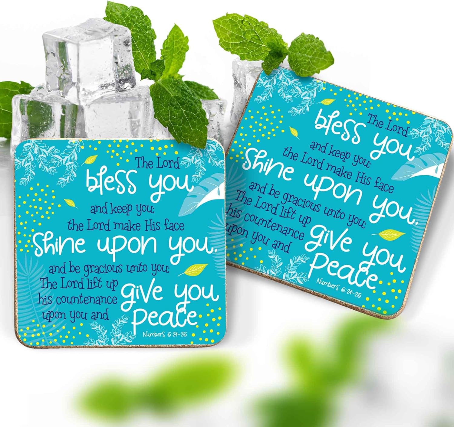 Christian Coasters, Cork Backed Coasters Set of 12, Designed in England, with Bible Verses or Inspirational Words. Christian Gifts for Women or Men, by Just Cards Direct (Multicolored / C455) - Image 5