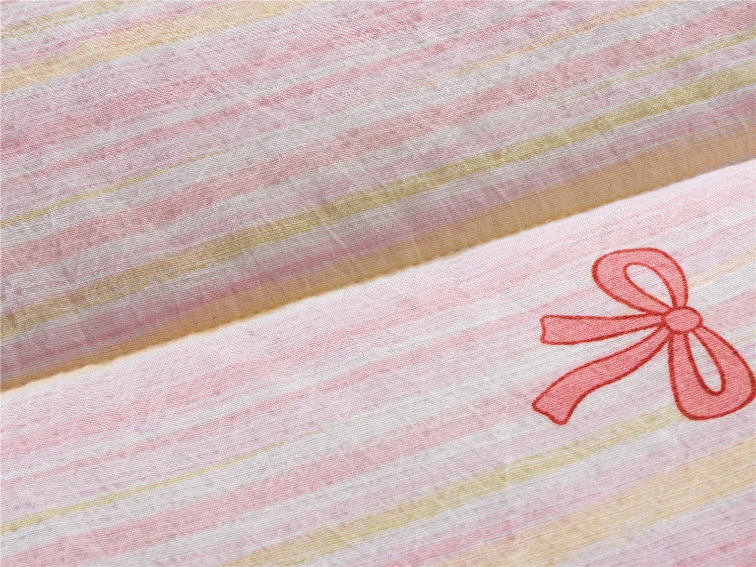 NTBED Rainbow Bow Printed Zipper Bedding Sets Twin for Kids Girls Lightweight Microfiber Stripe Comforter Set with Fitted Sheet Pillow Covers